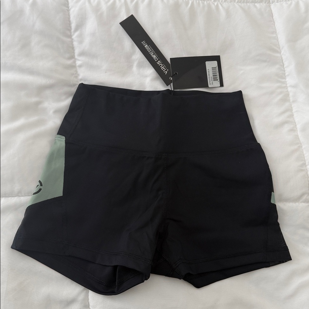 Virus Black and Green Short Shorts